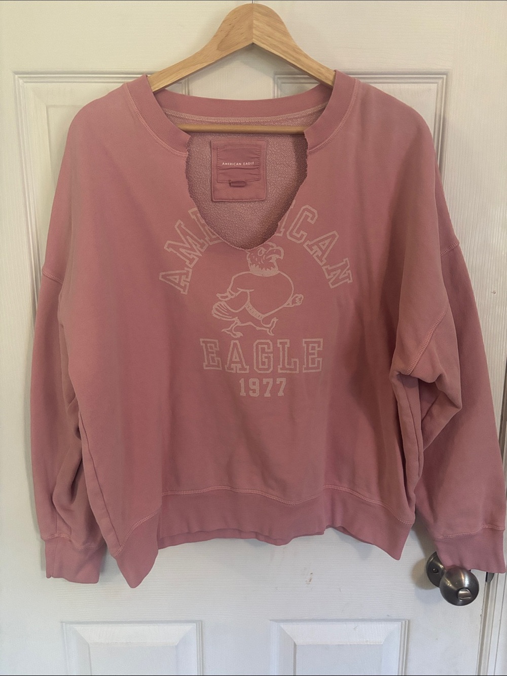 American Eagle Outfitters Light Pink Graphic Pullover Sweatshirt